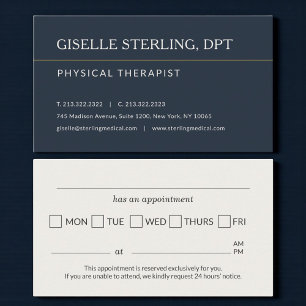 Erinnerung an einen Termin in einer Physiotherapie Visitenkarte