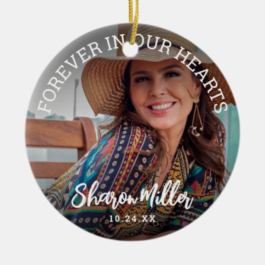 Erinnerung an Foto "Forever in Our Hearts" Keramik Ornament (Vorne)