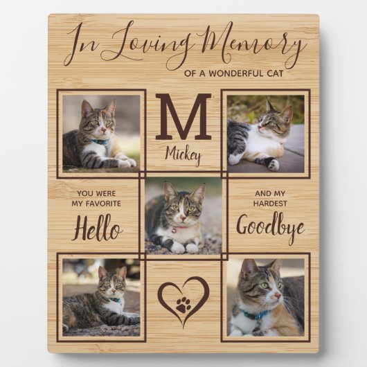 Erinnerung an Haustiere Personalisiert 5 Cat Foto Fotoplatte (Vorderseite)