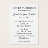 Erinnerung an Heilige Karte Chalice Erste Heilige (Rückseite)