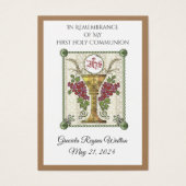 Erinnerung an Heilige Karte Chalice Erste Heilige  (Vorderseite)