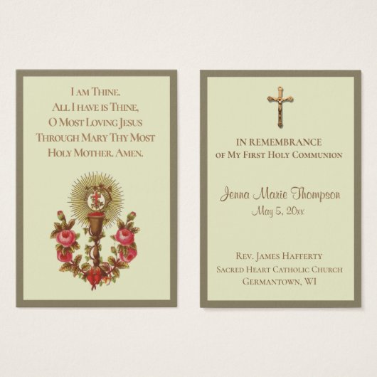 Erinnerung an Heilige Karte Chalice Erste Heilige  (Vorne & Hinten)