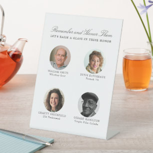 Erinnerung an Hochzeiten Vier-Foto-Cocktail-Menü Sockelschild