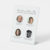 Erinnerung an Hochzeiten Vier-Foto-Cocktail-Menü Sockelschild (Vorderseite)