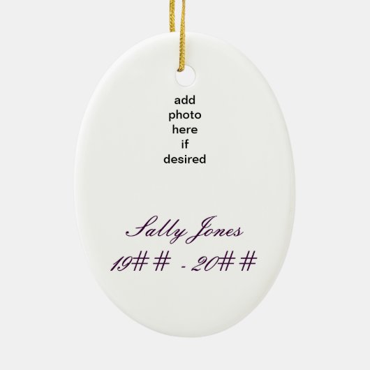 Erinnerung an ... keramik ornament (Hinten)