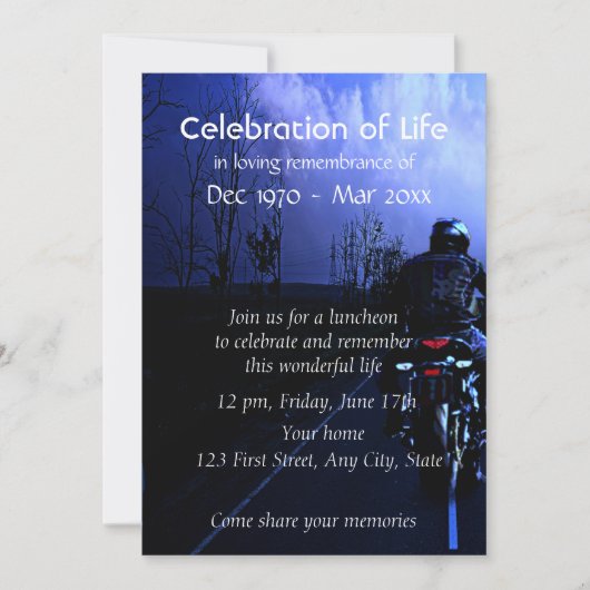 Erinnerung an Motorrad-Foto Einladung (Vorderseite)