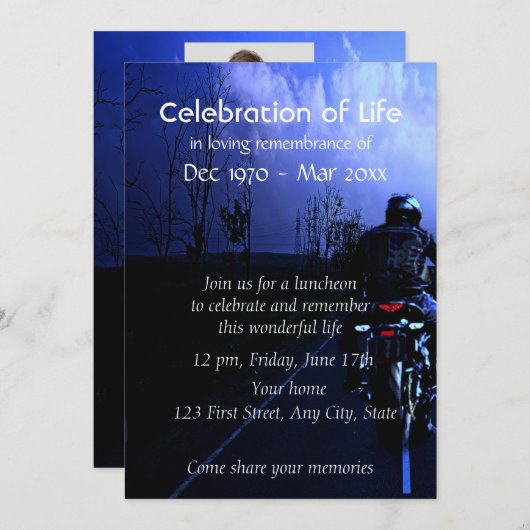 Erinnerung an Motorrad-Foto Einladung (Vorne/Hinten)