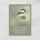 Erinnerung an Pocket Keepake Gedenkstätte Chickade Visitenkarte (Rückseite)