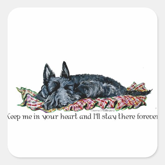 Erinnerung an Scottish Terrier Quadratischer Aufkleber (Vorderseite)