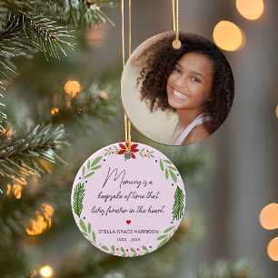 Erinnerung Andenken ist ein grünes Foto Keramik Ornament