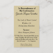 Erinnerung bestätigen Bestätigungs-Mädchen-heilige Visitenkarte (Rückseite)