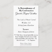 Erinnerung bestätigen Bestätigungs-Tauben-heilige Visitenkarte (Rückseite)