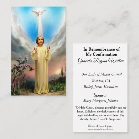 Erinnerung bestätigen Bestätigungs-Tauben-heilige Visitenkarte (Vorne/Hinten)