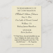 Erinnerung Bestätigungsjunge Heilige Karte bestäti (Rückseite)