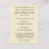 Erinnerung Bestätigungsmädchen Heilige Karte bestä (Rückseite)