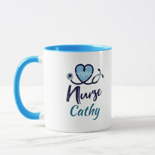 Erinnerung Blaues Krankenpflegerherz Personalisier Tasse