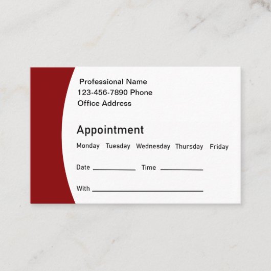 Erinnerung Business Cards Terminkarte (Vorderseite)