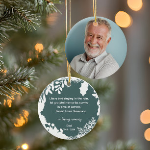 Erinnerung Dankbare Erinnerungen Zitat Grün Foto Keramik Ornament
