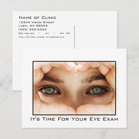 Erinnerung der Augenuntersuchung Postkarte (Vorne/Hinten)