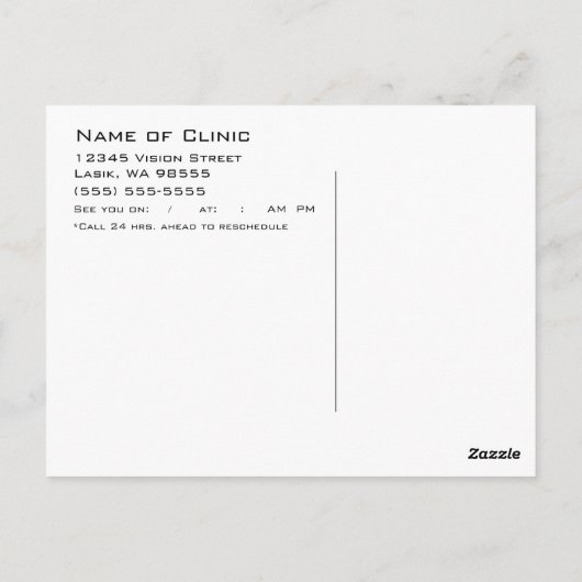 Erinnerung der Augenuntersuchung Postkarte (Rückseite)