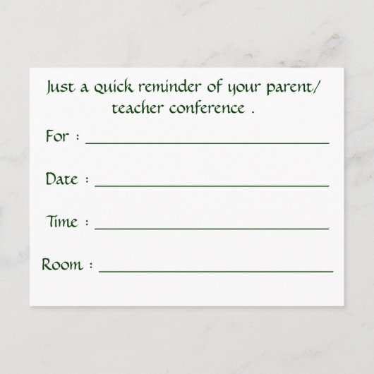 Erinnerung der Eltern/Lehrer-Konferenz Postkarte (Rückseite)