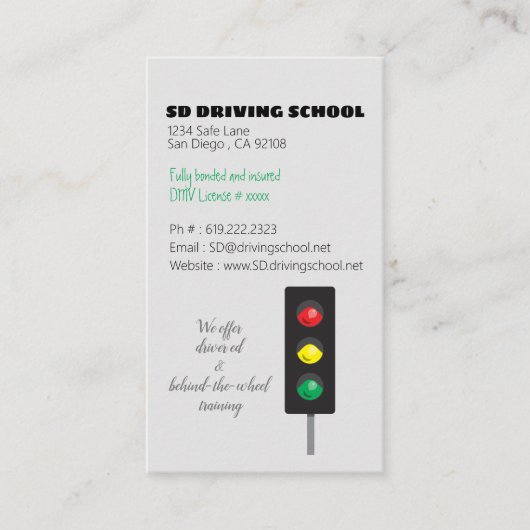 Erinnerung der Ernennung | Fahrschule Visitenkarte (Vorderseite)