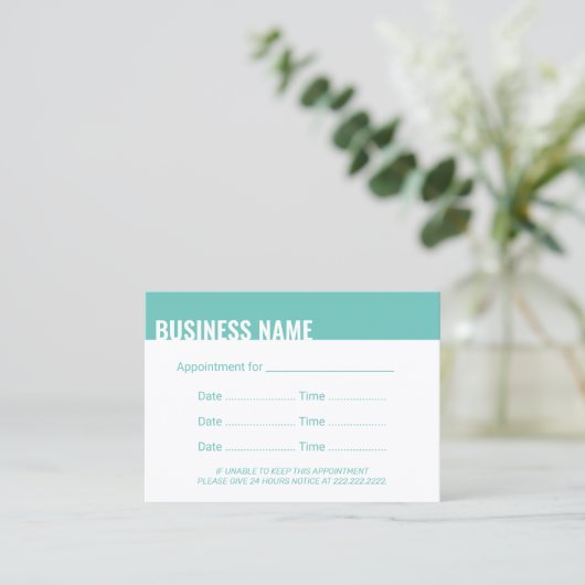 Erinnerung der Ernennung Moderne Aquamarine fette Terminkarte (Stehend Vorderseite)