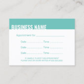 Erinnerung der Ernennung Moderne Aquamarine fette Terminkarte (Vorderseite)