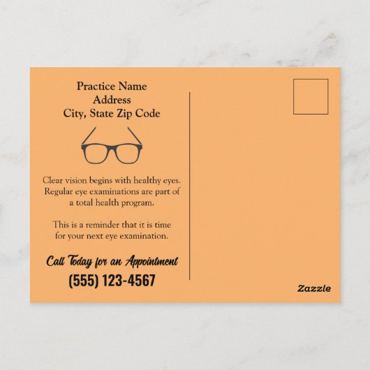 Erinnerung der optometrischen Ernennung Postkarte (Rückseite)