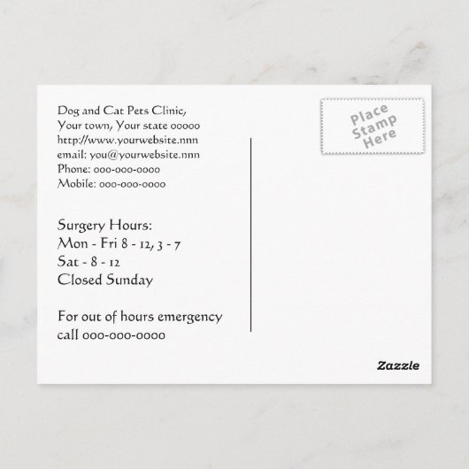 Erinnerung der Tierimpfung Postkarte (Rückseite)