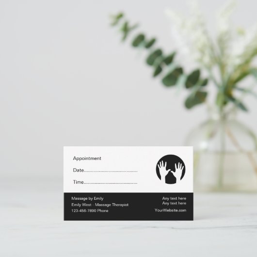 Erinnerung des Massagetherapeuten Terminkarte (Stehend Vorderseite)