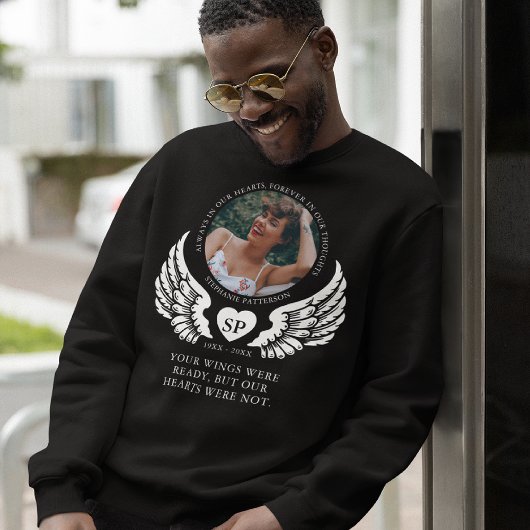 Erinnerung Foto & Angel Wings Memorial Sweatshirt