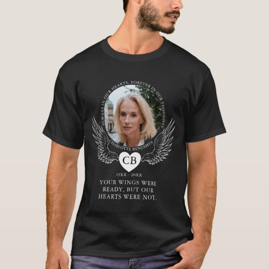 Erinnerung Foto & Angel Wings Memorial T-Shirt (Vorderseite)