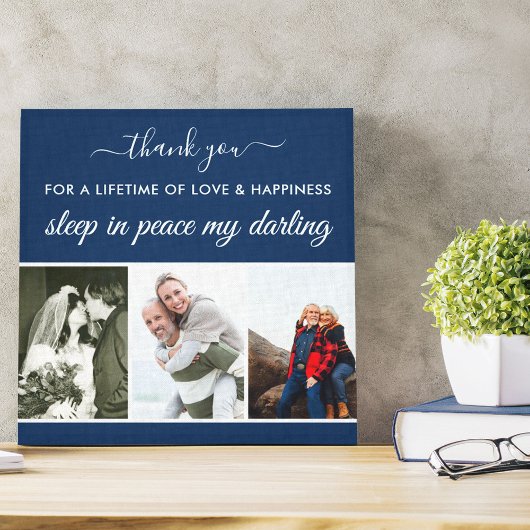 Erinnerung Foto Streifen Blue Sleep in Peace Squar Leinwanddruck