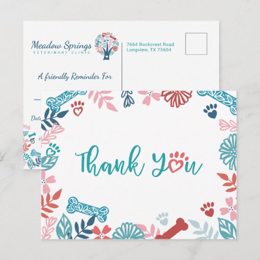 Erinnerung für Blumenmuster Postkarte (Vorne/Hinten)