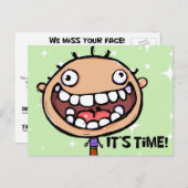 Erinnerung für den Zahnarztbesuch Karo Postkarte (Vorne/Hinten)