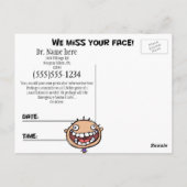 Erinnerung für den Zahnarztbesuch Karo Postkarte (Rückseite)