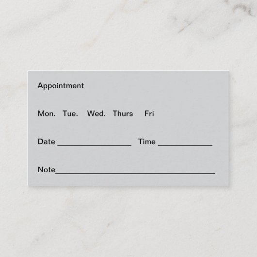 Erinnerung für die Ernennung eines Arztes Visitenkarte (Rückseite)