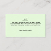 Erinnerung für die Ernennung eines leichten blassg Visitenkarte (Rückseite)