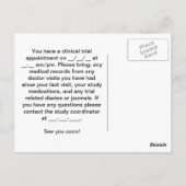 Erinnerung für die klinische Prüfung Postkarte (Rückseite)