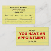 Erinnerung für die planmäßige Ernennung des Arztes Terminkarte (Vorne/Hinten)
