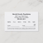 Erinnerung für die planmäßige Ernennung des Arztes Terminkarte (Vorderseite)