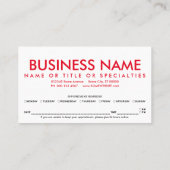 Erinnerung für Terminübersicht Terminkarte (Rückseite)