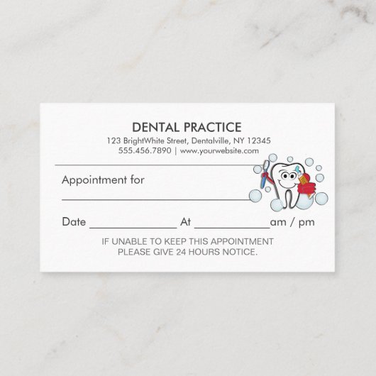 Erinnerung für Zahnarztberufe Terminkarte (Rückseite)