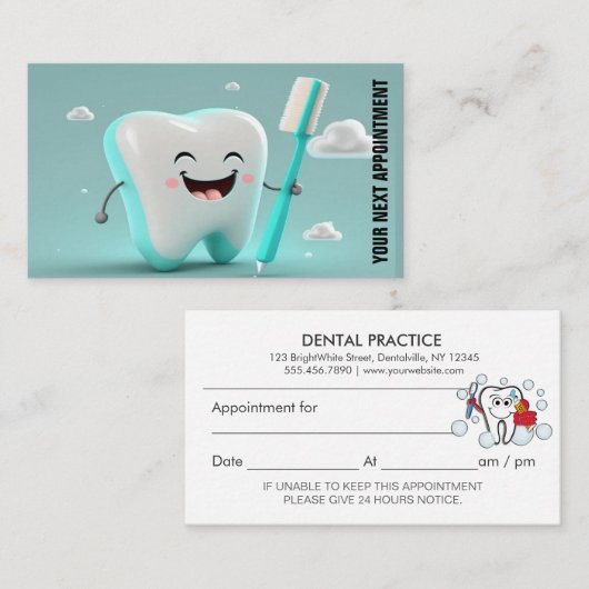 Erinnerung für Zahnarztberufe Terminkarte (Vorne/Hinten)