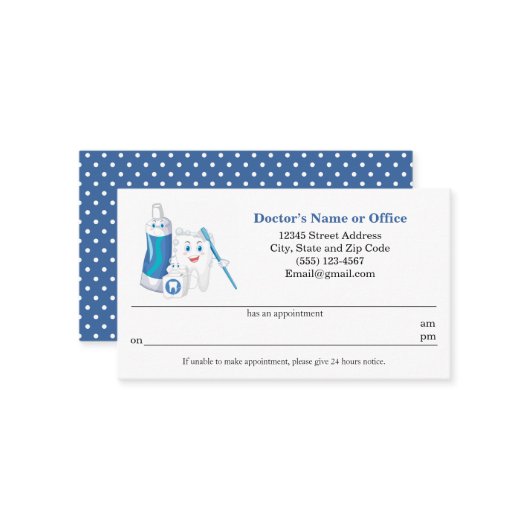 Erinnerung für Zahnersatz Visitenkarte (Vorderseite/Rückseite Beispiel)
