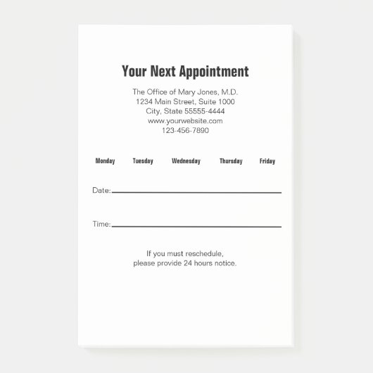 Erinnerung Ihres nächsten Arztes Post-it Klebezettel (Vorderseite)