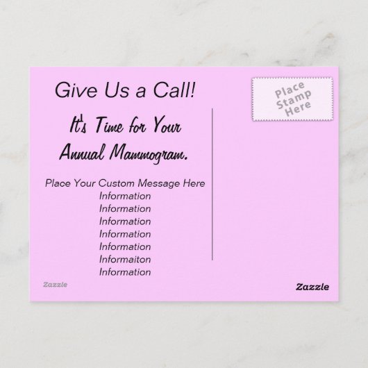 Erinnerung "Jedes Mammogramm" Postkarte (Rückseite)