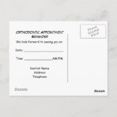 Erinnerung Kieferorthopädische Ernennungen Postkarte (Rückseite)