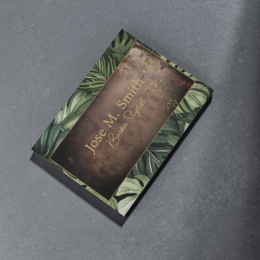 Erinnerung Leather Greenery Stilvoll Visitenkarte